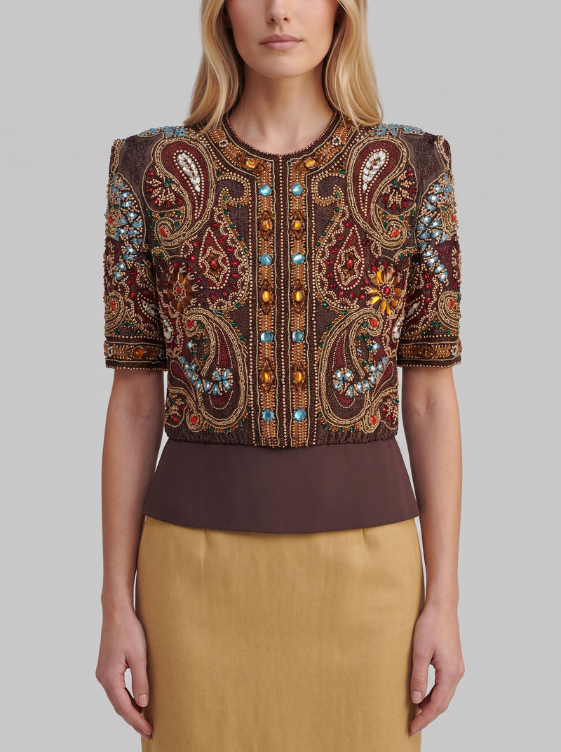 S. Raccuzzi Embellished Paisley Evening Jacket MZ1914098  Sofia Roccuzzo 