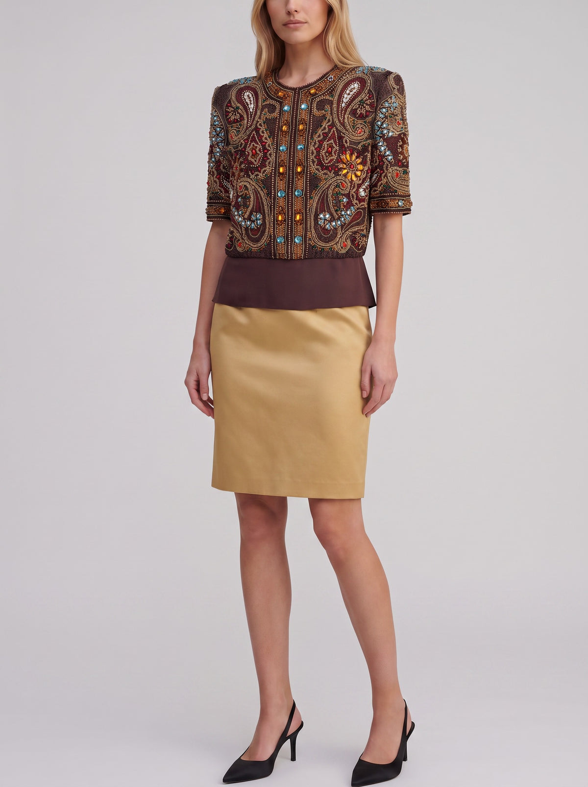S. Raccuzzi Embellished Paisley Evening Jacket MZ1914098  Sofia Roccuzzo 