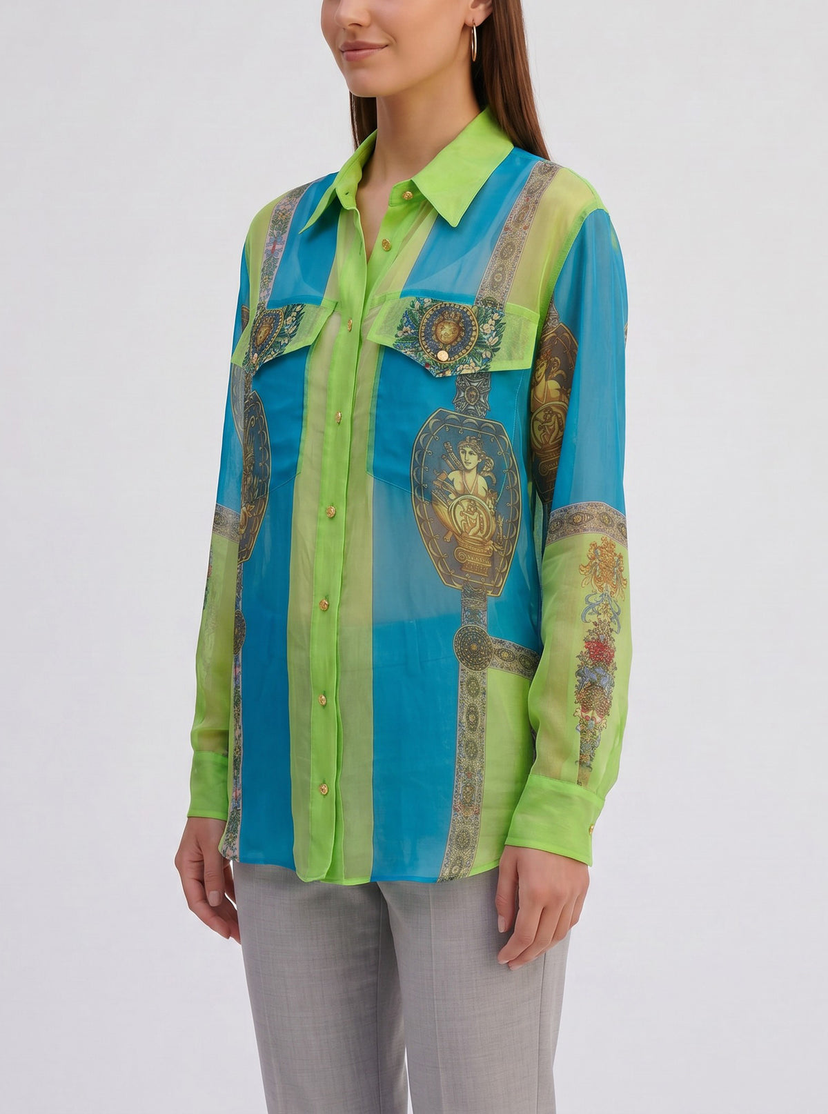Versus Versace 1990s Shirt in Silk Organza MR205443  Versace 