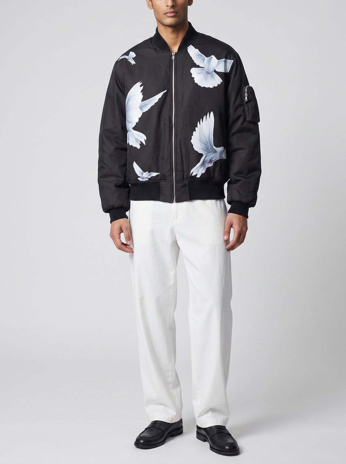 3.Paradis Freedom Doves MA-1 Bomber Jacket RU21726.18  Vintage 