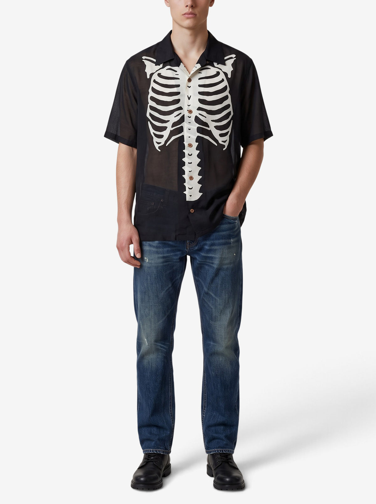 KAPITAL Skeleton Print Short-Sleeve Shirt MU260922.34  Kapital 