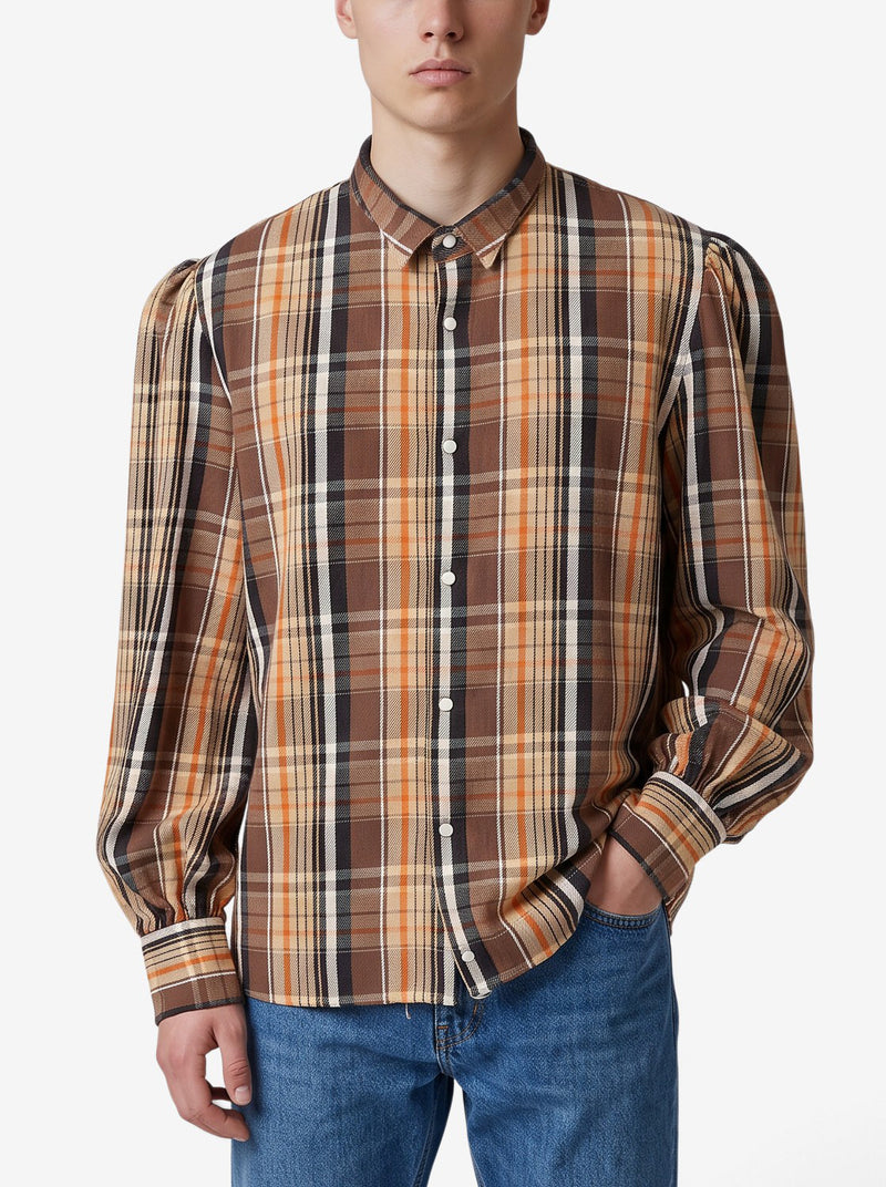 KAPITAL Tartan Puff-Sleeve Cotton Shirt MU260922.37  Kapital 