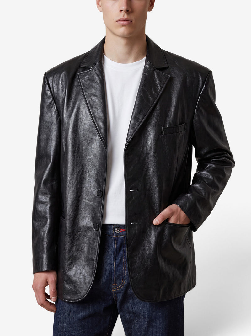Vintage Oversized Faux Leather Jacket MU260922.63  Luudan 