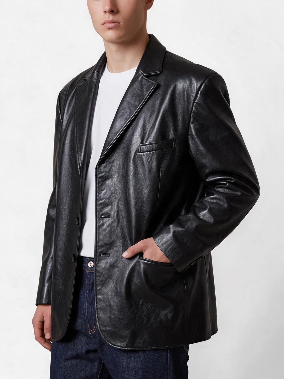 Vintage Oversized Faux Leather Jacket MU260922.63  Luudan 