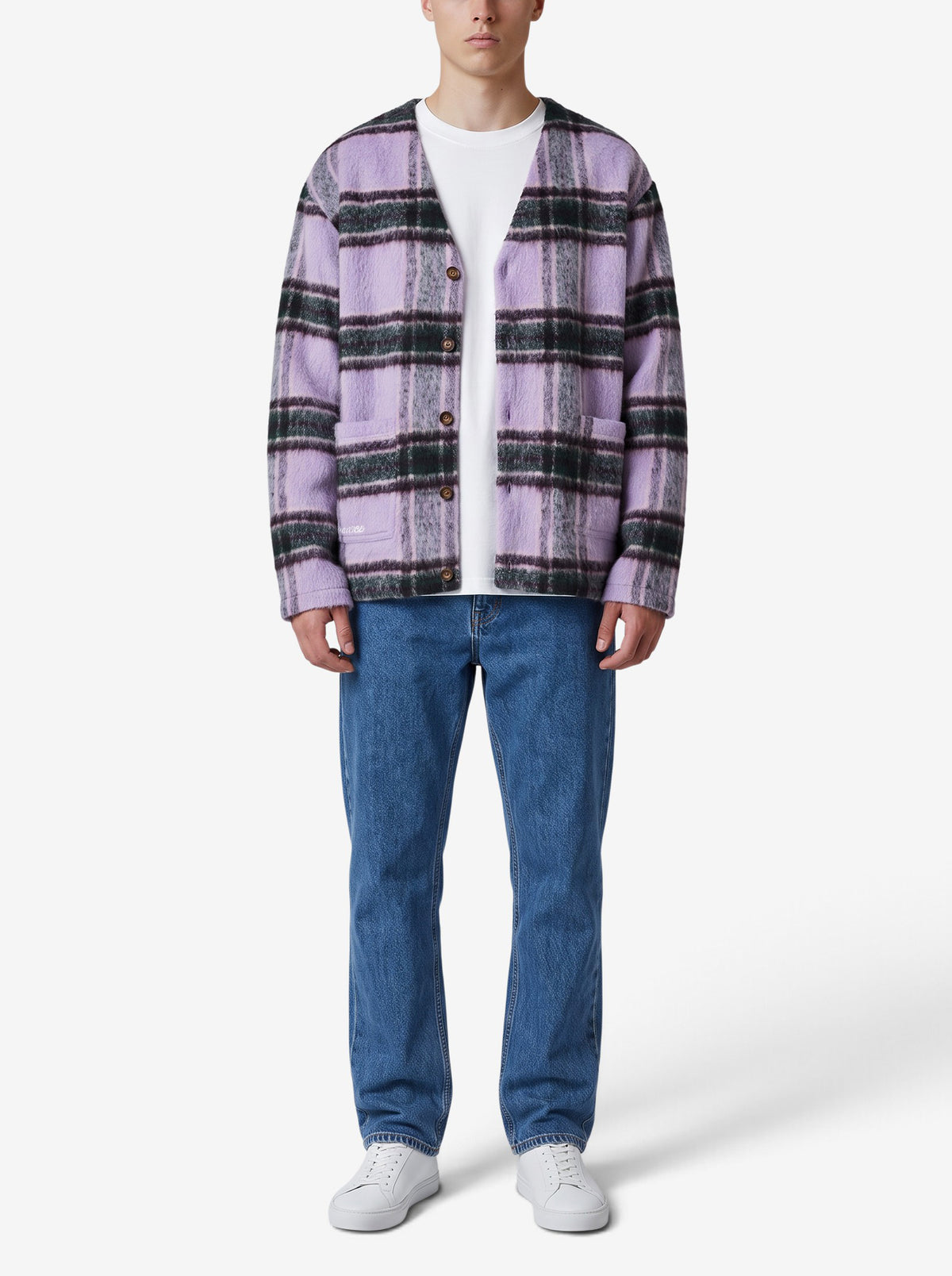 Vintage Lilac Tartan Wool-Blend Cardigan MU260922.60  Pleasures 