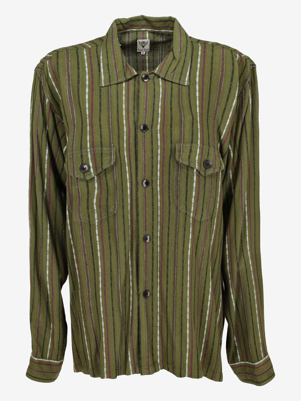 South2 West8 Oversized Striped Rayon Shirt MU260922.38  South2 west8 