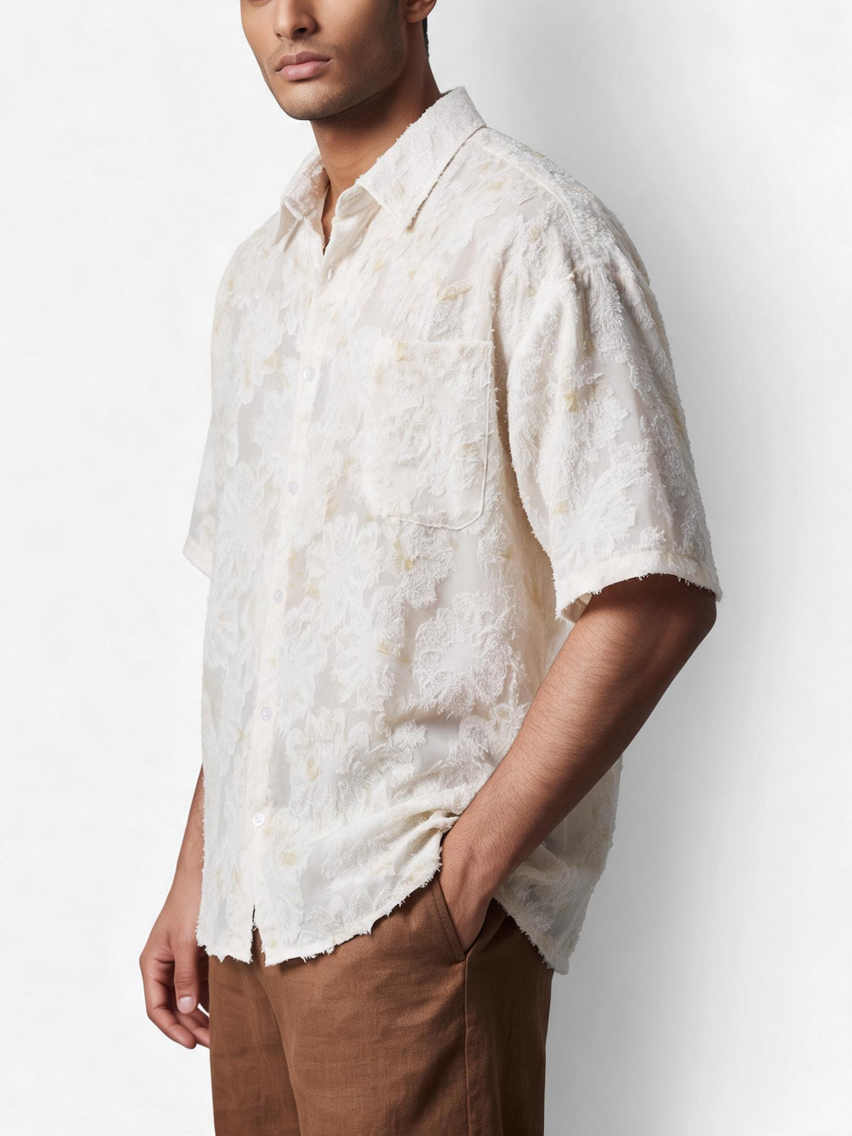 Vintage Japanese Textured Daisy Shirt MU260922.40  Vintage 