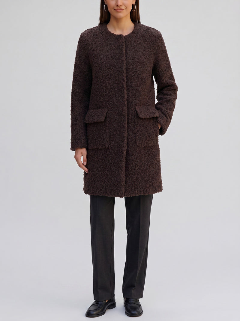Agnona Coat in Brown Shearling CVM25.14.93  Agnona 