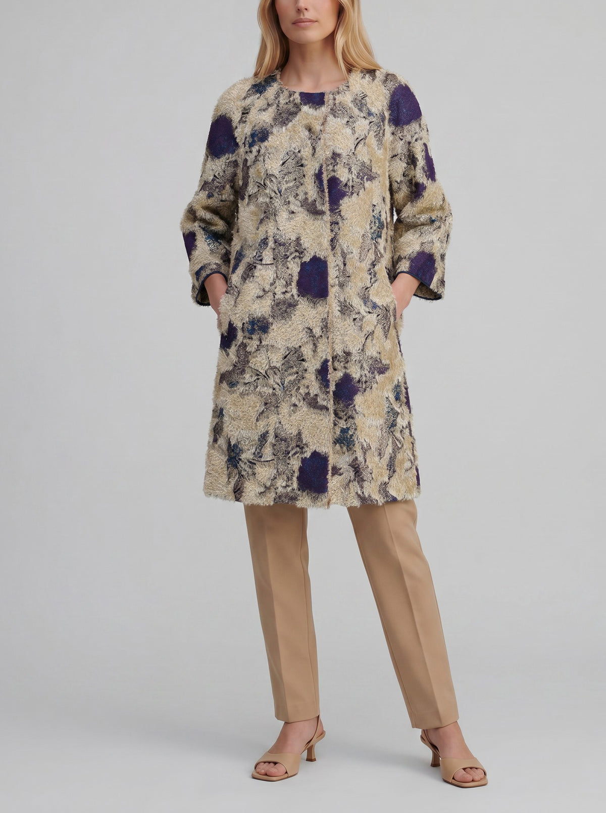 Alberta Ferretti Textured Metallic Mid-Length Coat CVM26.22.62  Alberta Ferretti 