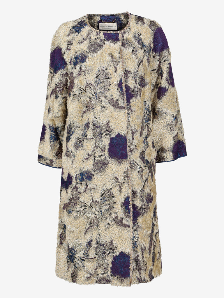 Alberta Ferretti Textured Metallic Mid-Length Coat CVM26.22.62  Alberta Ferretti 