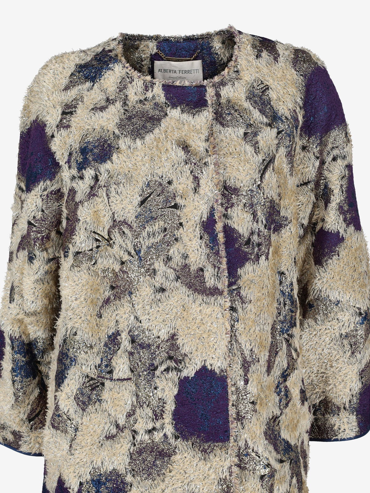 Alberta Ferretti Textured Metallic Mid-Length Coat CVM26.22.62  Alberta Ferretti 
