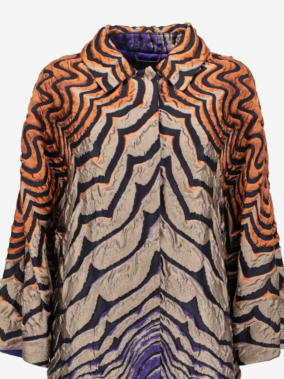 Alberta Ferretti Textured Geometric Lightweight Coat CVM26.6.104  Alberta Ferretti 