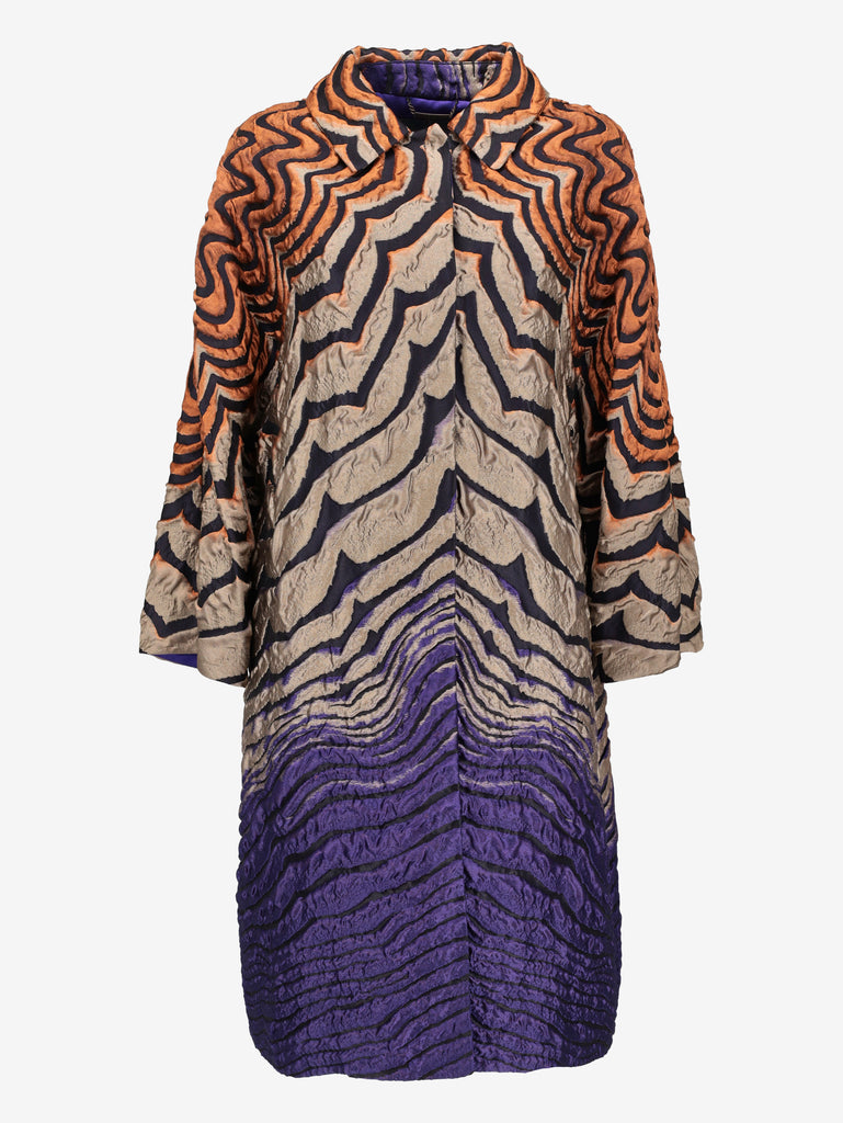Alberta Ferretti Textured Geometric Lightweight Coat CVM26.6.104  Alberta Ferretti 
