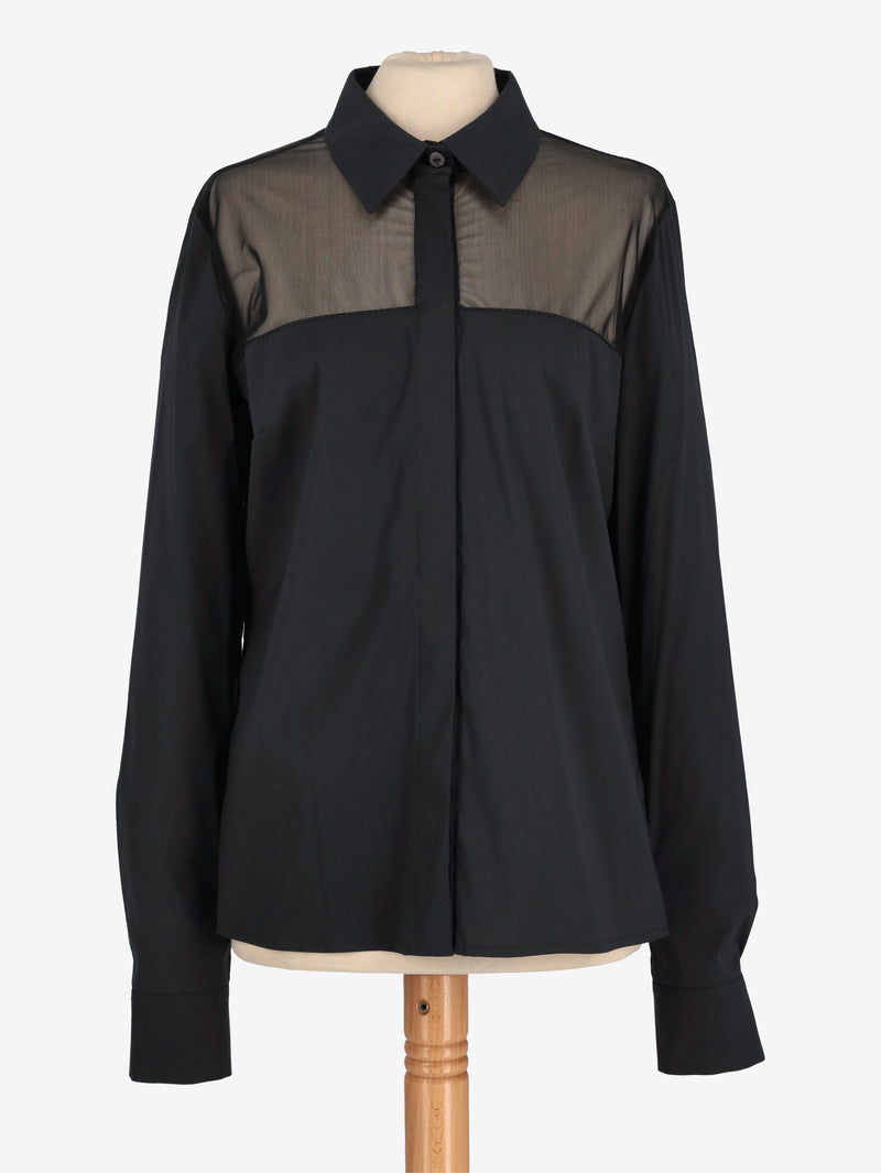 Basile Black Shirt With Transparent Detail W2511.72  Basile 