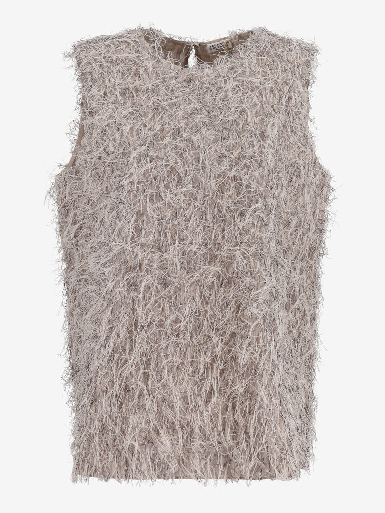 Brunello Cucinelli Lurex Fringe Top WCV241010340  Brunello Cucinelli 