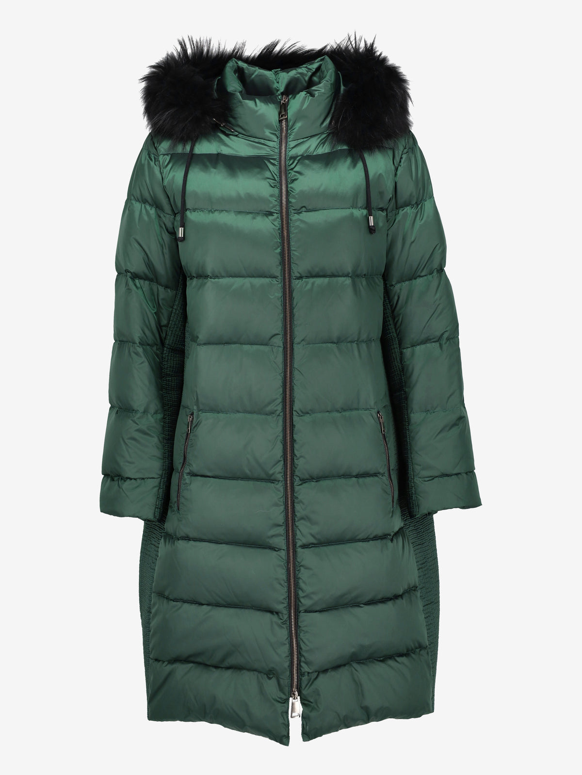 Vintage Green Puffer Coat with Fur-Trim Hood CVM26.6.132  Caractēre 