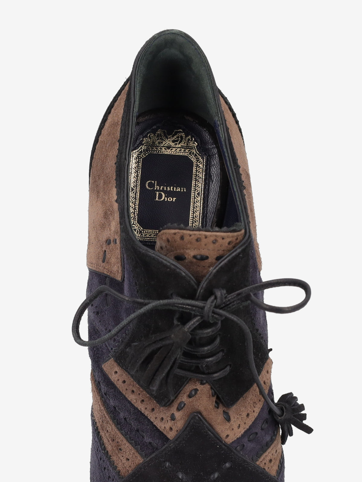 Christian Dior Fall 2011 Patchwork Suede Oxford Heel Boots CVB26.8.1  Christian Dior 