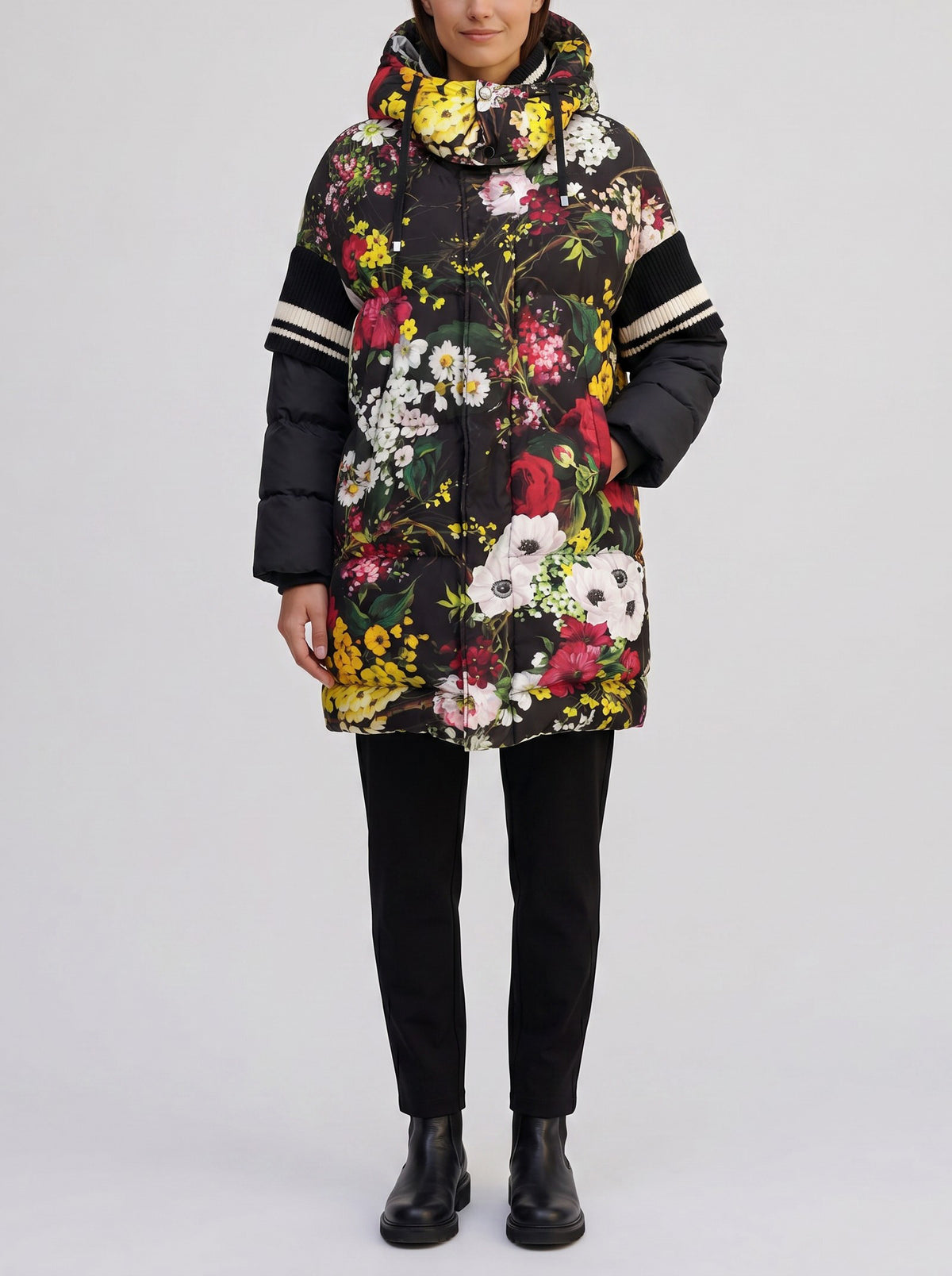 Dolce & Gabbana Oversized Floral Print Puffer Coat CVM26.22.10  Dolce & Gabbana 