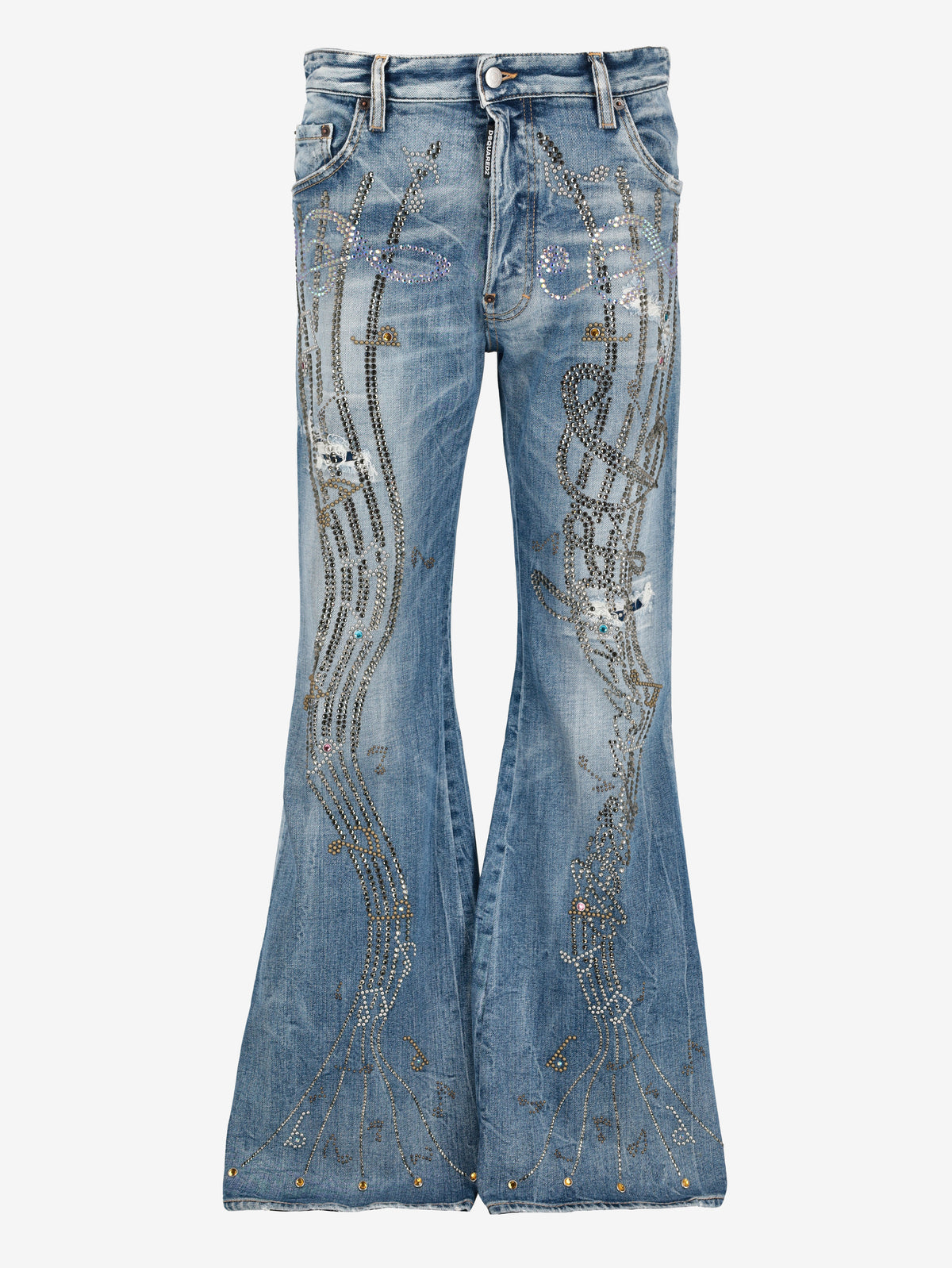 Dsquared2 Bob Jean Flare Denim Pants with Rhinestone Embellishment CVM26.23.11  Dsquared² 