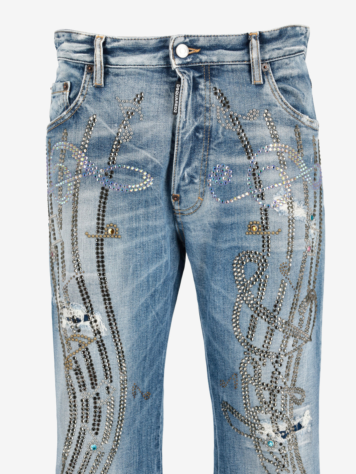 Dsquared2 Bob Jean Flare Denim Pants with Rhinestone Embellishment CVM26.23.11  Dsquared² 