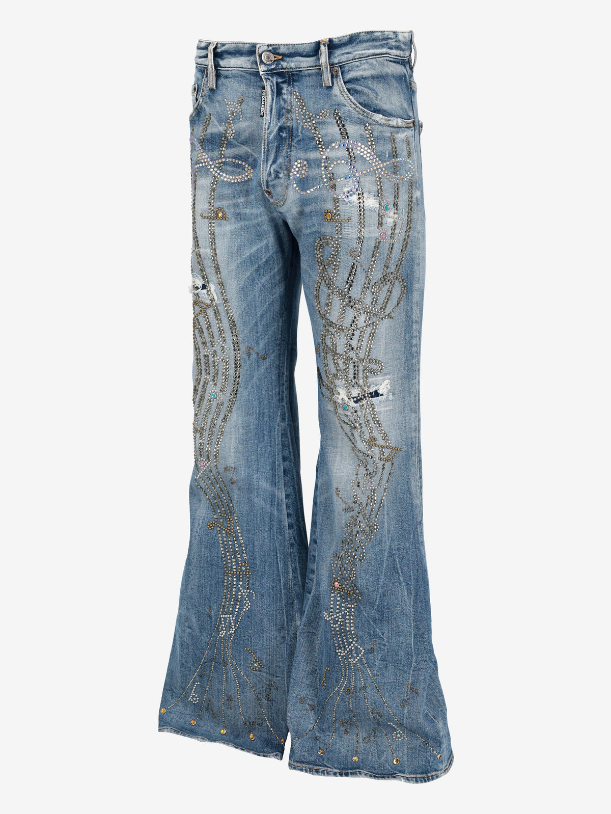 Dsquared2 Bob Jean Flare Denim Pants with Rhinestone Embellishment CVM26.23.11  Dsquared² 