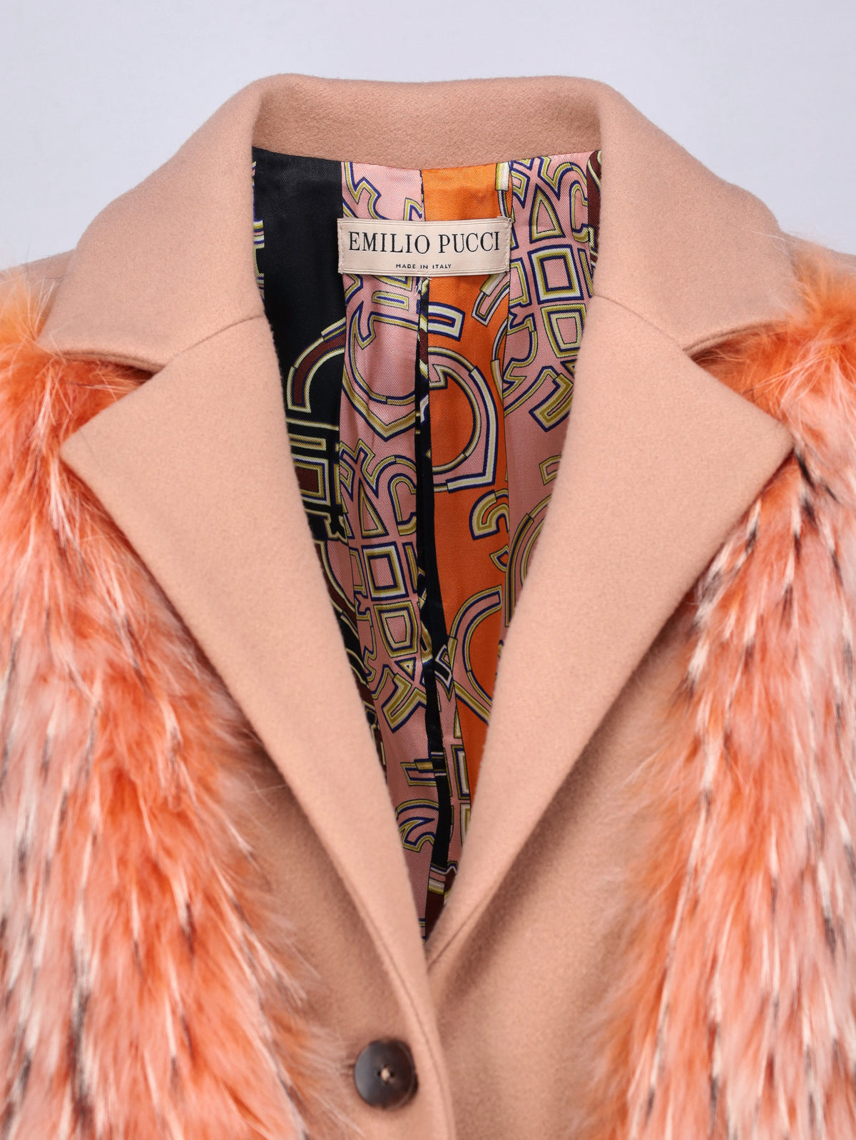 Emilio Pucci Long Coat with Raccoon Fur Trim CVM26.6.103  Emilio Pucci 
