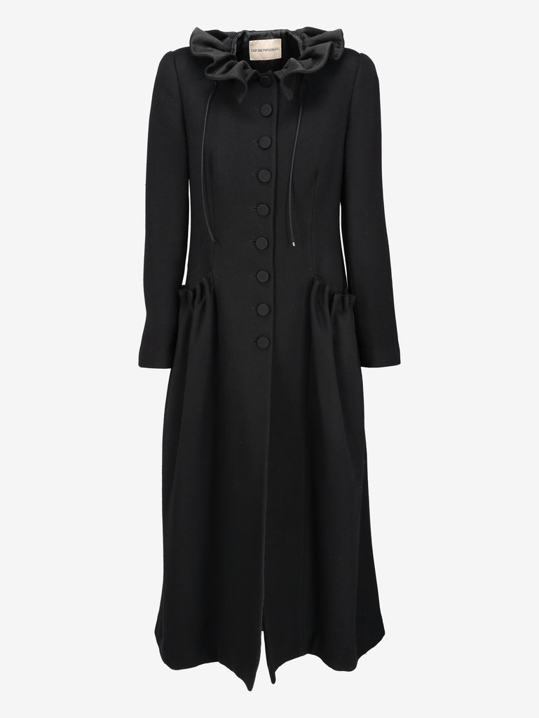 Emporio Armani Vintage Wool Coat with Gathered Collar W27526.182  Emporio Armani 
