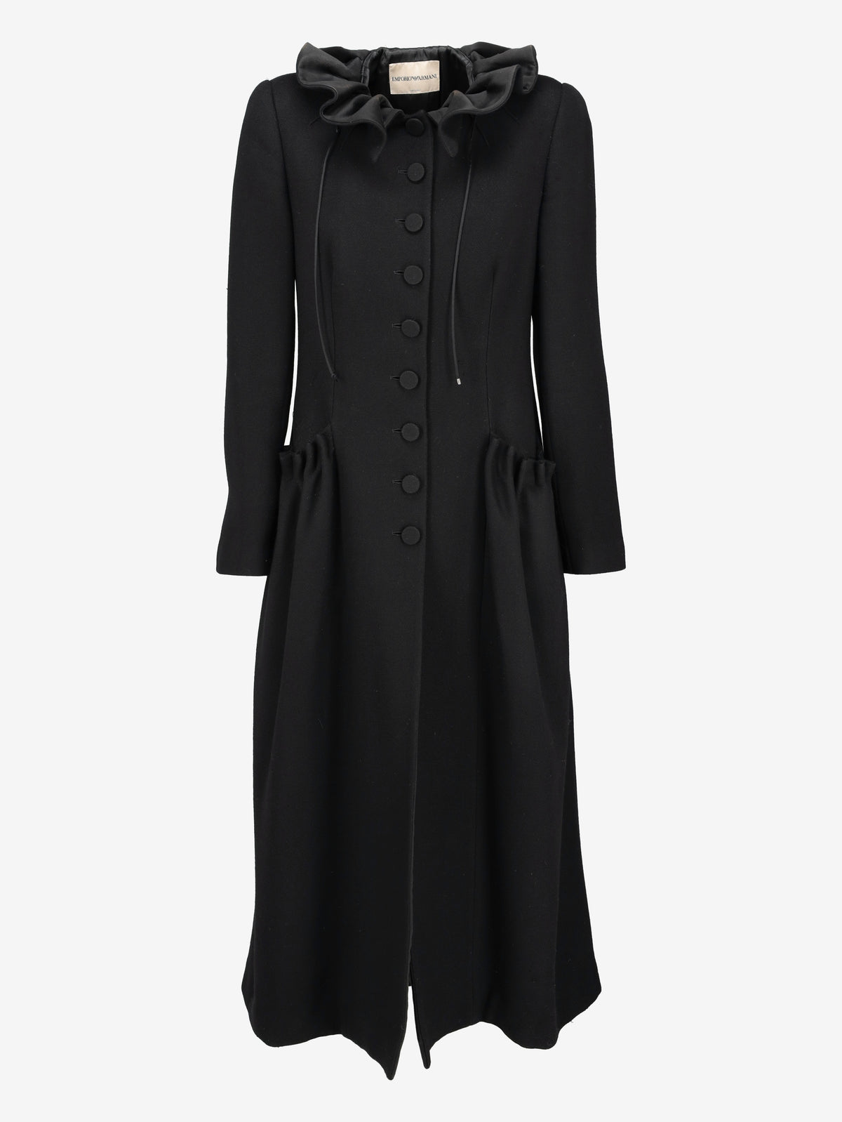 Emporio Armani Vintage Wool Coat with Gathered Collar W27526.182  Emporio Armani 