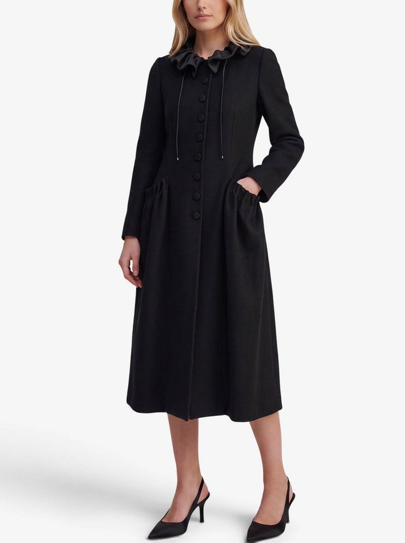 Emporio Armani Vintage Wool Coat with Gathered Collar W27526.182  Emporio Armani 