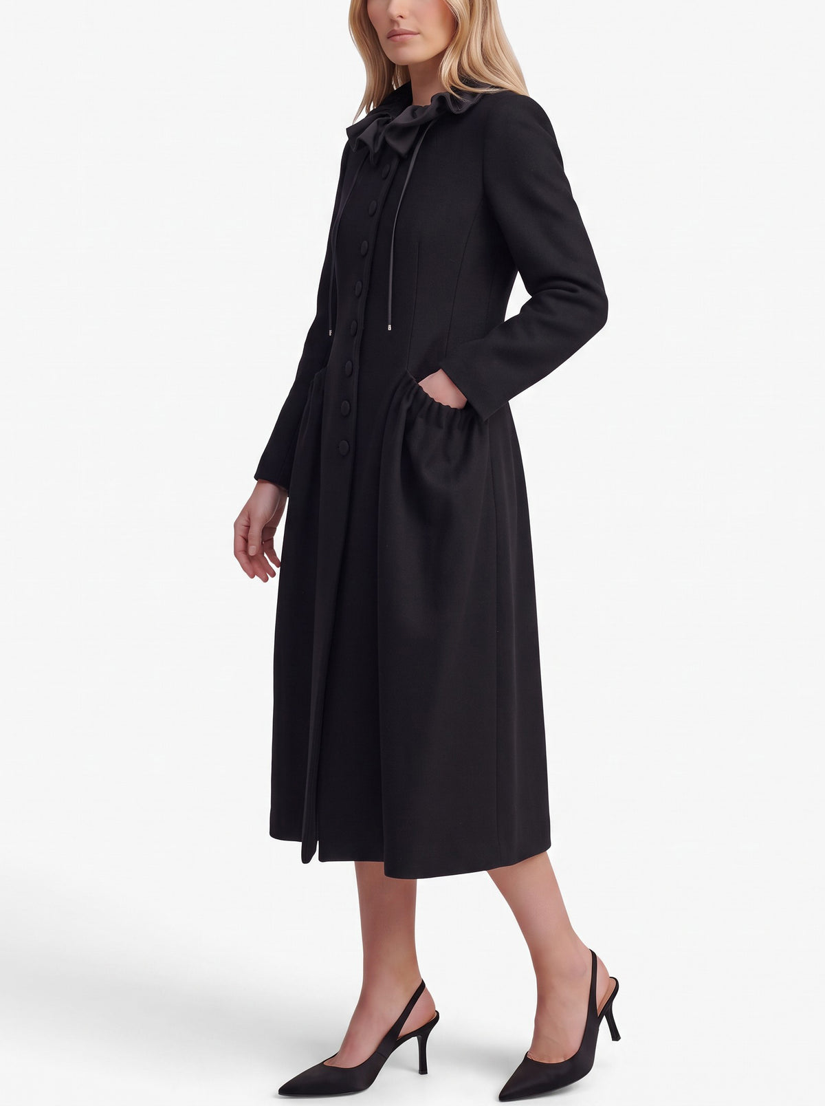 Emporio Armani Vintage Wool Coat with Gathered Collar W27526.182  Emporio Armani 
