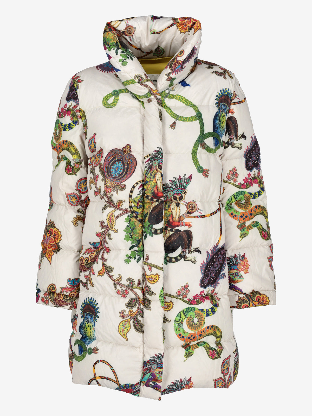 Etro Multicolor Printed Puffer Jacket with Tropical Animal Motifs CVM26.22.39  Etro 