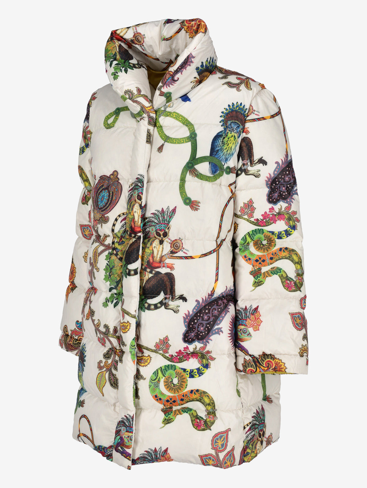 Etro Multicolor Printed Puffer Jacket with Tropical Animal Motifs CVM26.22.39  Etro 