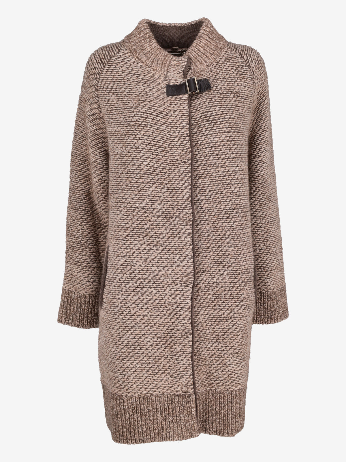 Falconeri Textured Knitted Long Coat with Buckle Detail CVM26.22.6  Falconeri 