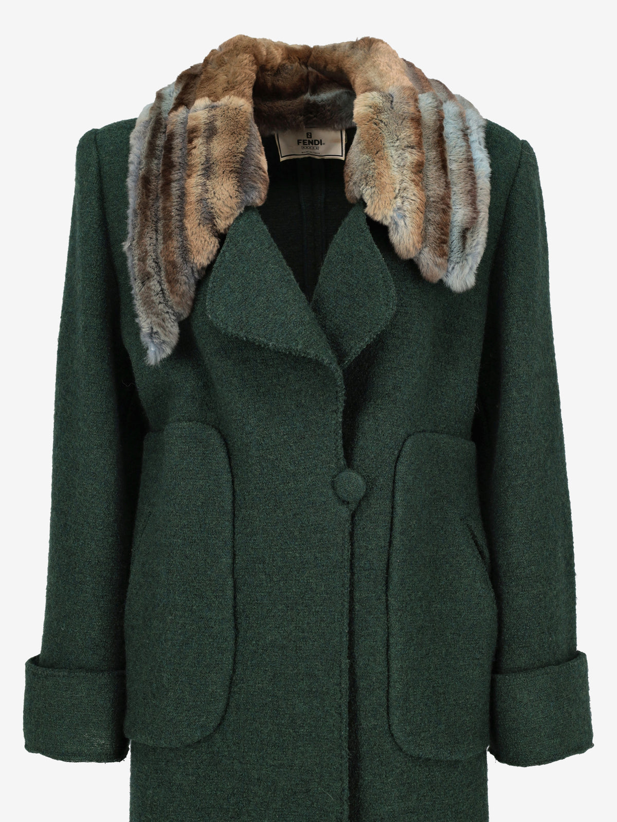 Fendi Heavy Wool Coat with Rabbit Fur Collar W27526.165  Fendi 