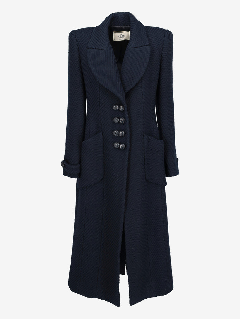 Fendi Vintage Wool-Blend Textured Coat with Oversized Collar W27526.183  Fendi 