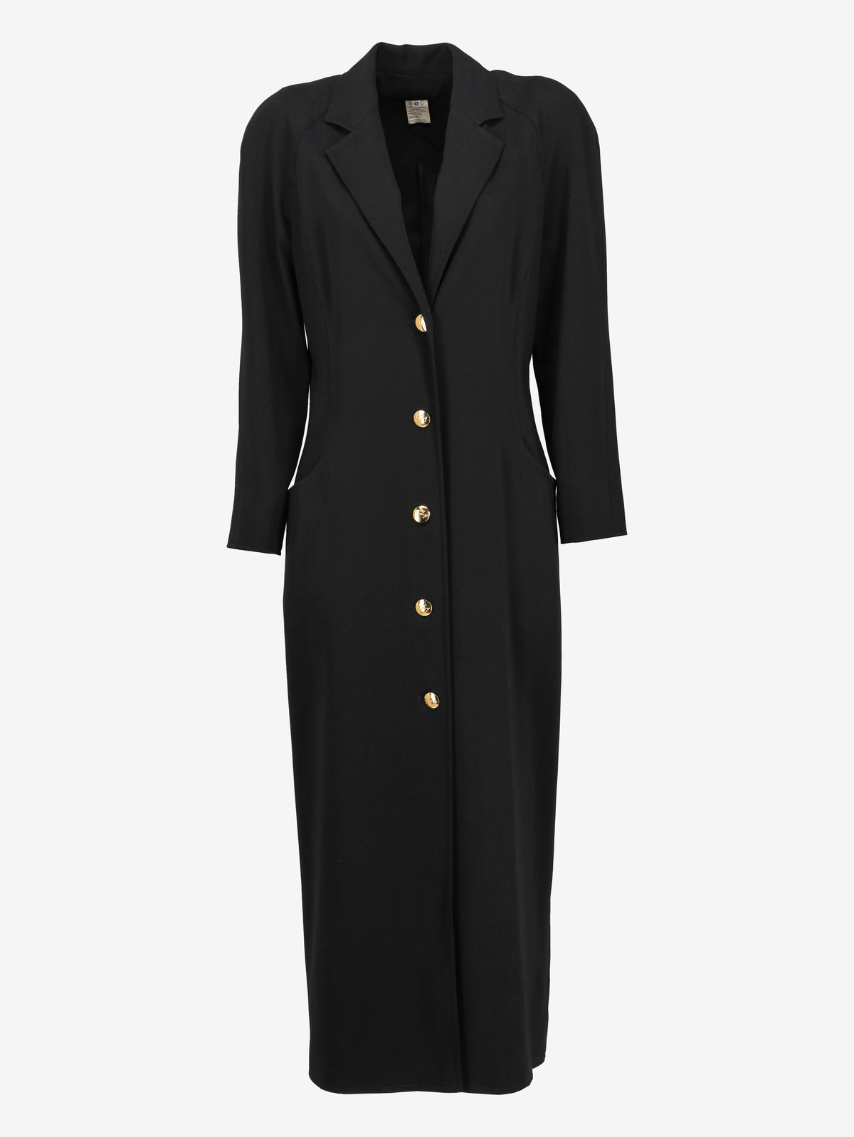 Genny Vintage Wool Coat with Gold-Tone Logo Buttons W27526.196  Genny 