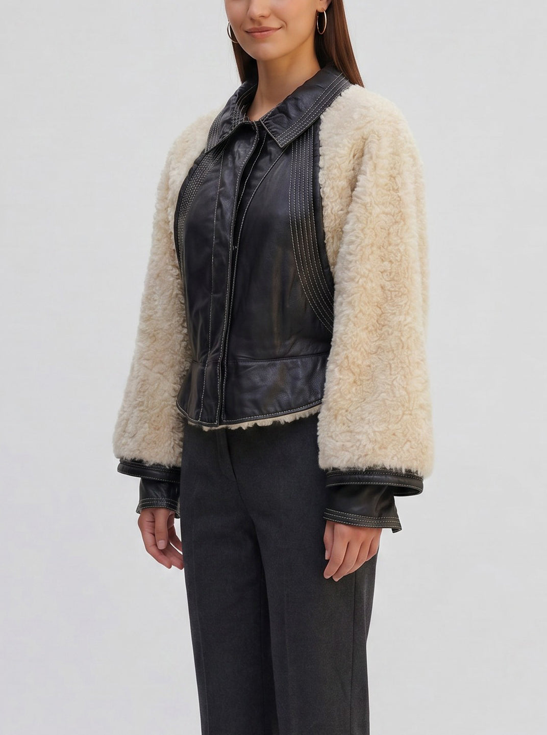 Gianfranco Ferré Jacket in Leather and Shearling wcv10043.11  Gianfranco Ferré 