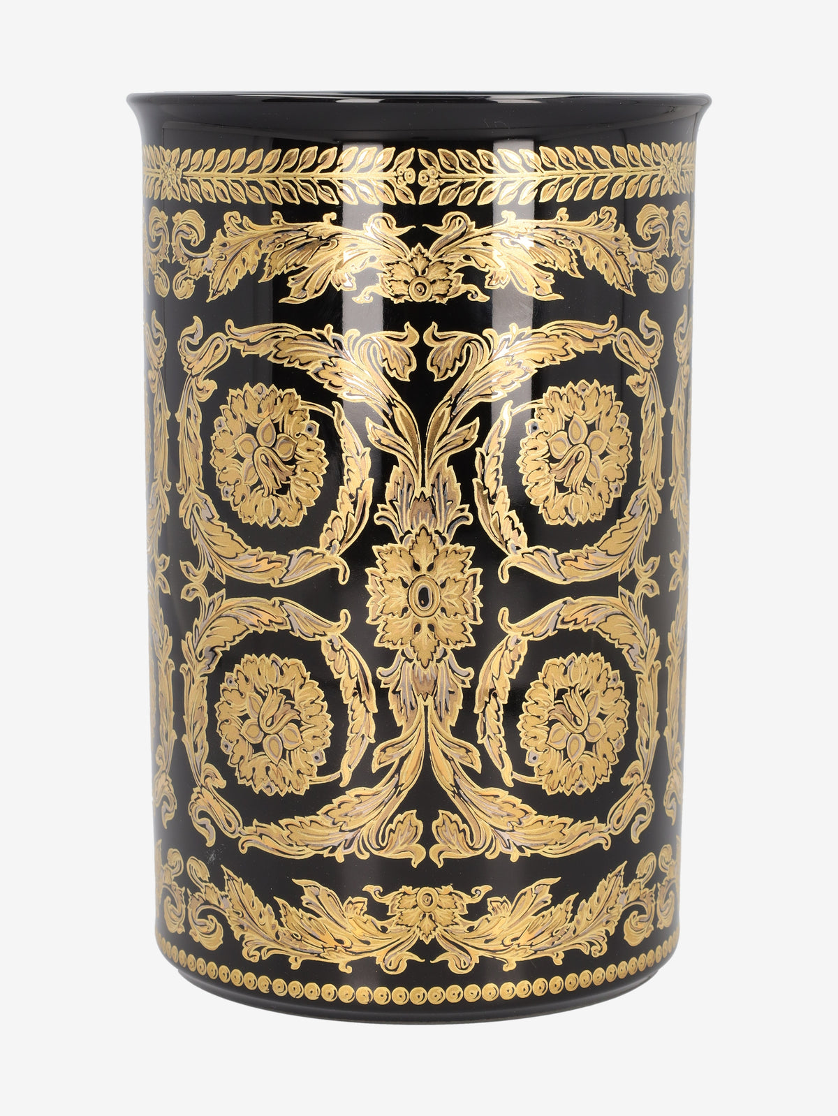 Rosenthal Meets Versace "Gold Baroque" Black and Gold Porcelain Vase MR12926.42  Gianni Versace 