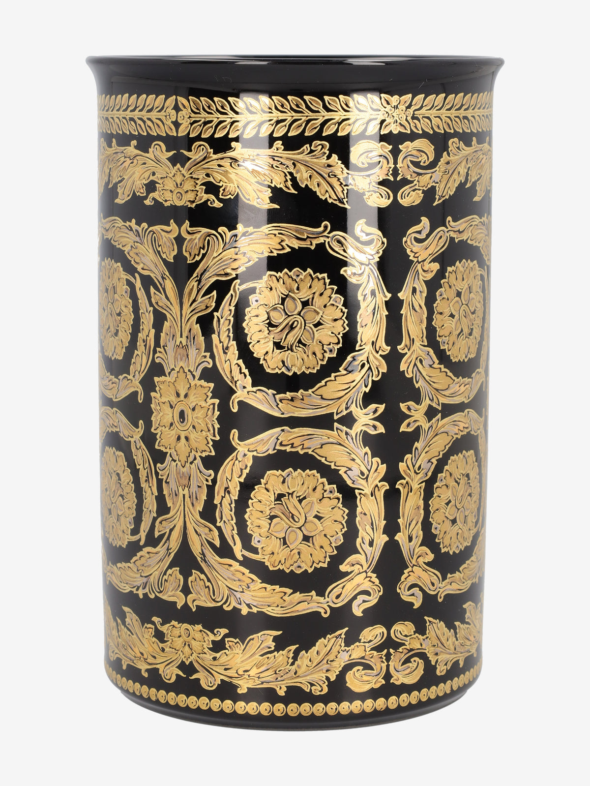 Rosenthal Meets Versace "Gold Baroque" Black and Gold Porcelain Vase MR12926.42  Gianni Versace 