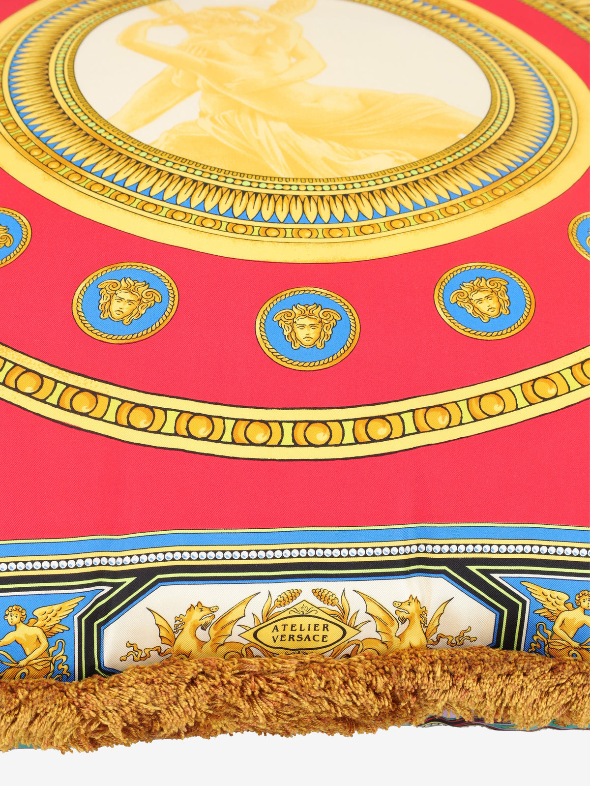 Versace Oversized Multicolour Silk Cushion with Decorative Fringes MR12926.47  Gianni Versace 