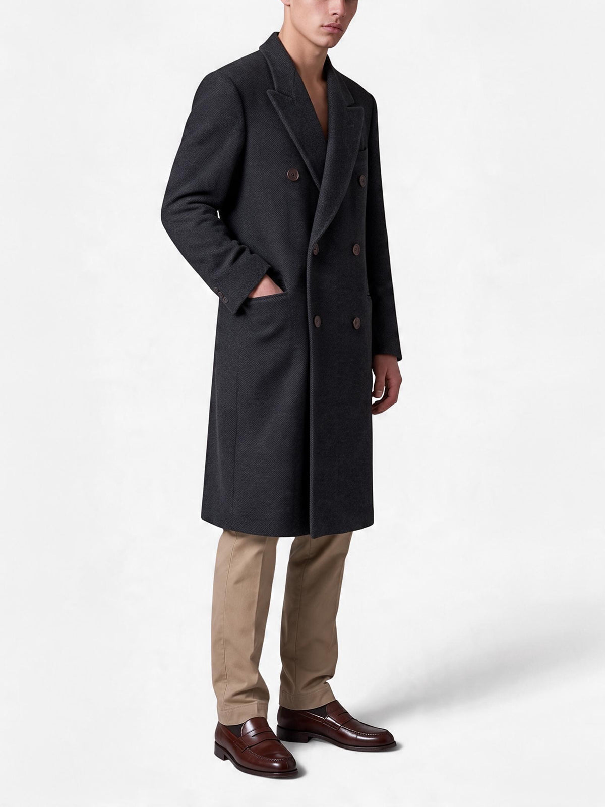 Giorgio Armani Grey Wool-Blend Double-Breasted Coat MU260921.72  Giorgio Armani 
