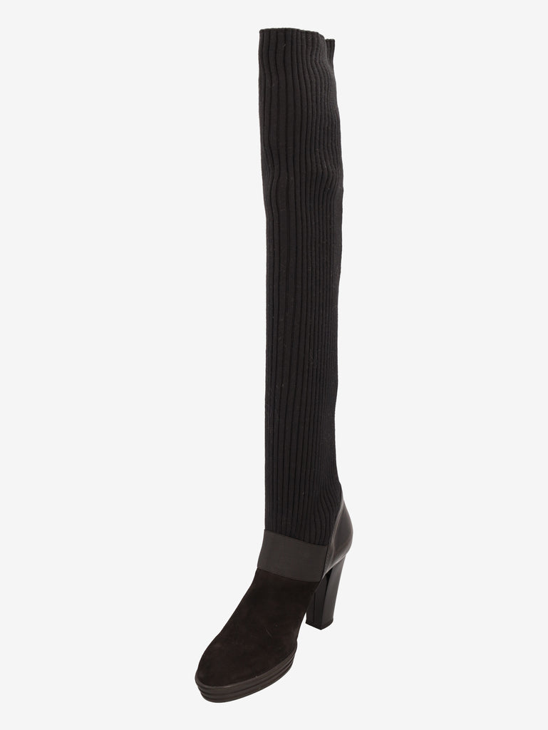 Hogan Knit & Leather High-Heel Boots W6826.8  Hogan 