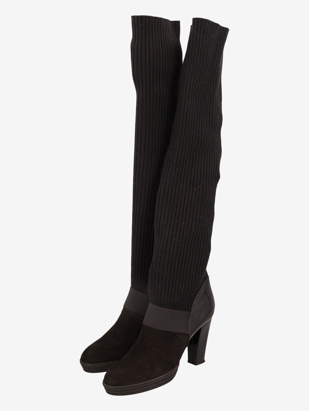 Hogan Knit & Leather High-Heel Boots W6826.8  Hogan 