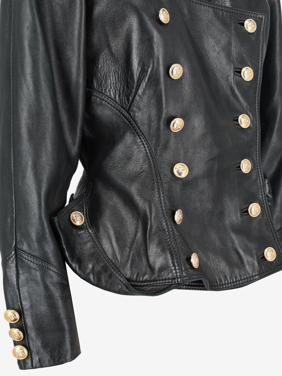 Vintage Double-Breasted Leather Jacket MR26526.5  Jean Claude Jitrois 