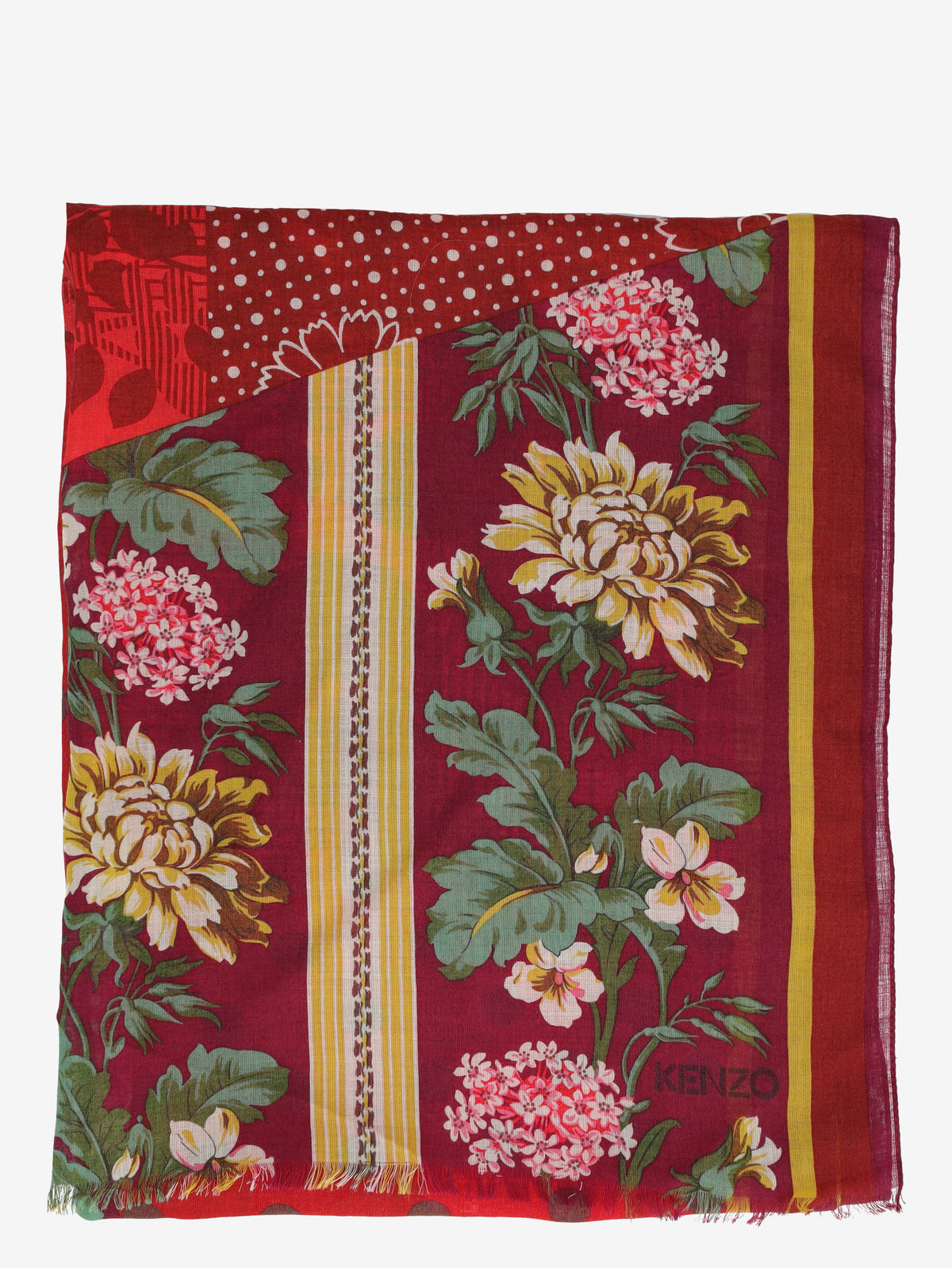 Kenzo Multicolor Floral and Geometric Shawl Scarf W27526.57  Kenzo 
