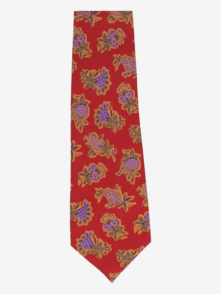 Krizia Uomo Red Silk Tie with Abstract Blue Motif MU260921.103  Krizia 