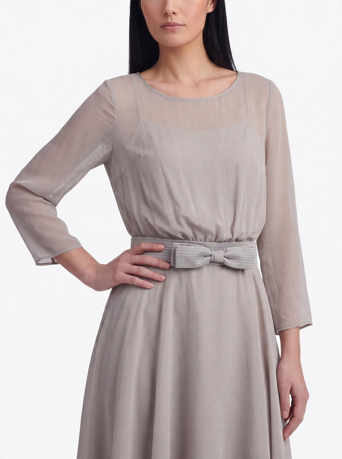 Louis Féraud Layered Midi Dress with Bow Belt W191026.34  Louis Feraud 