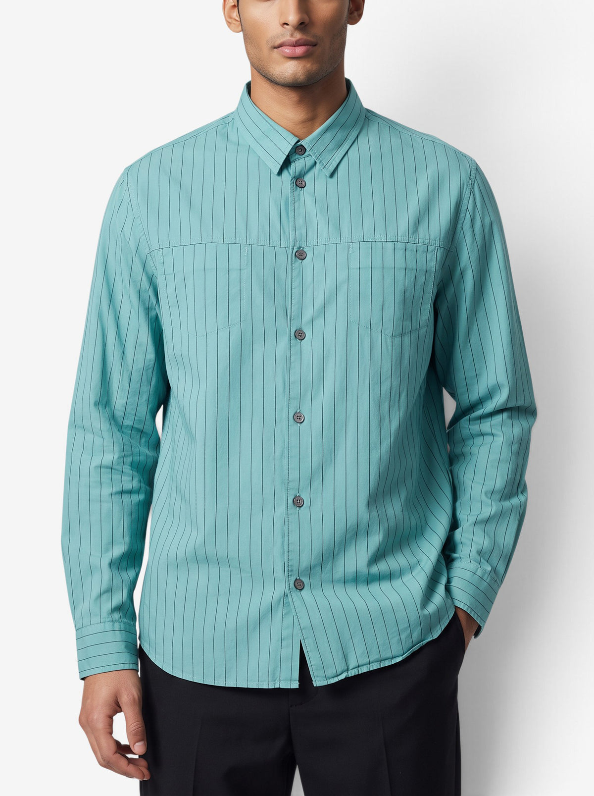 Marc by Marc Jacobs Turquoise Striped Shirt W051026.2  Marc by Marc Jacobs 