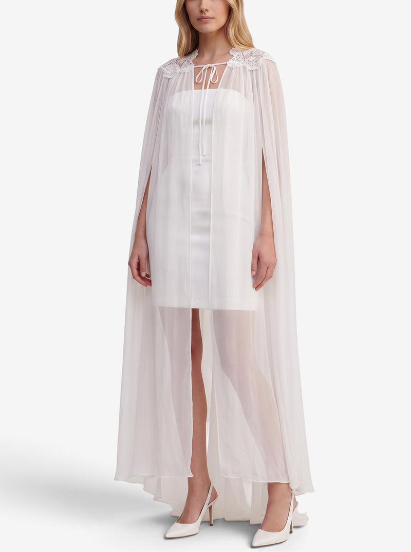 Vintage Sheer Tulle Bridal Cape with Lace Detail W5102026.1  Vintage 