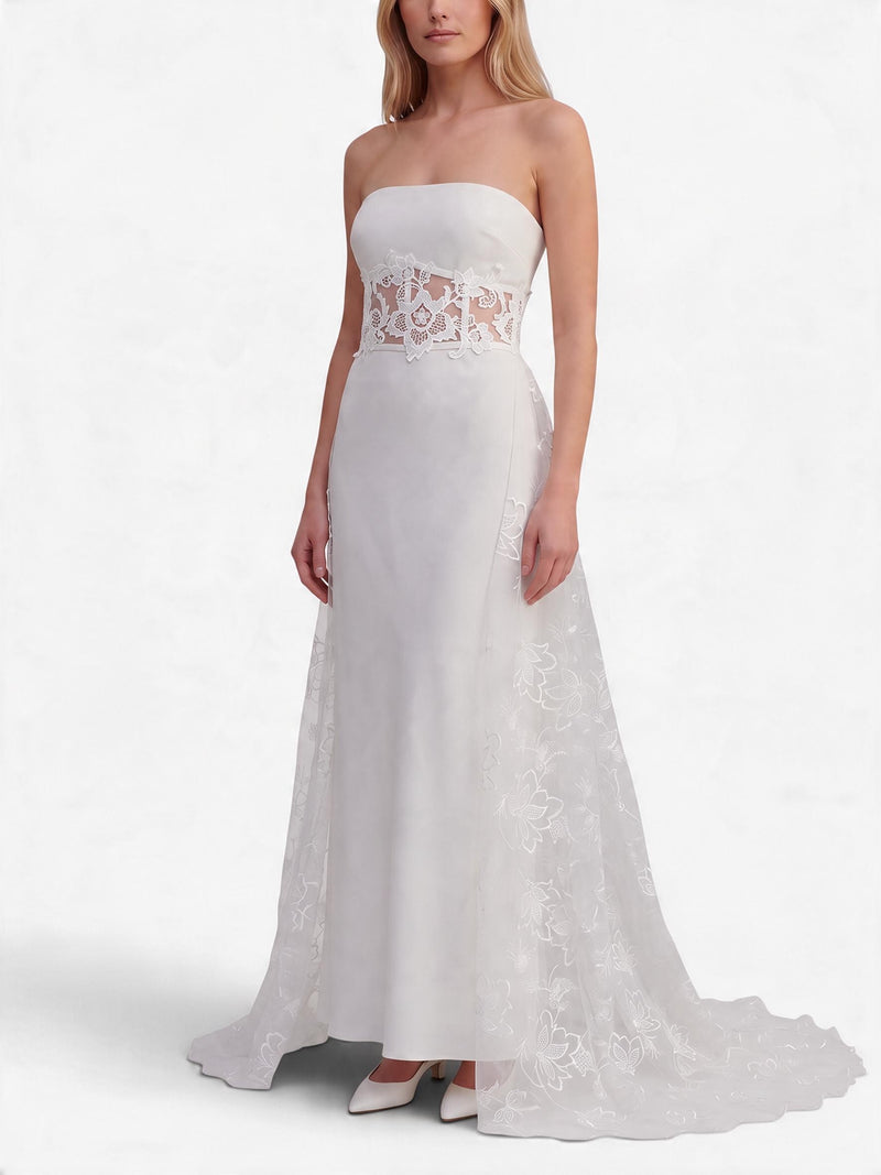 Vintage Bridal Corset Detail with Embroidered Lace Overskirt W5102026.2  Vintage 